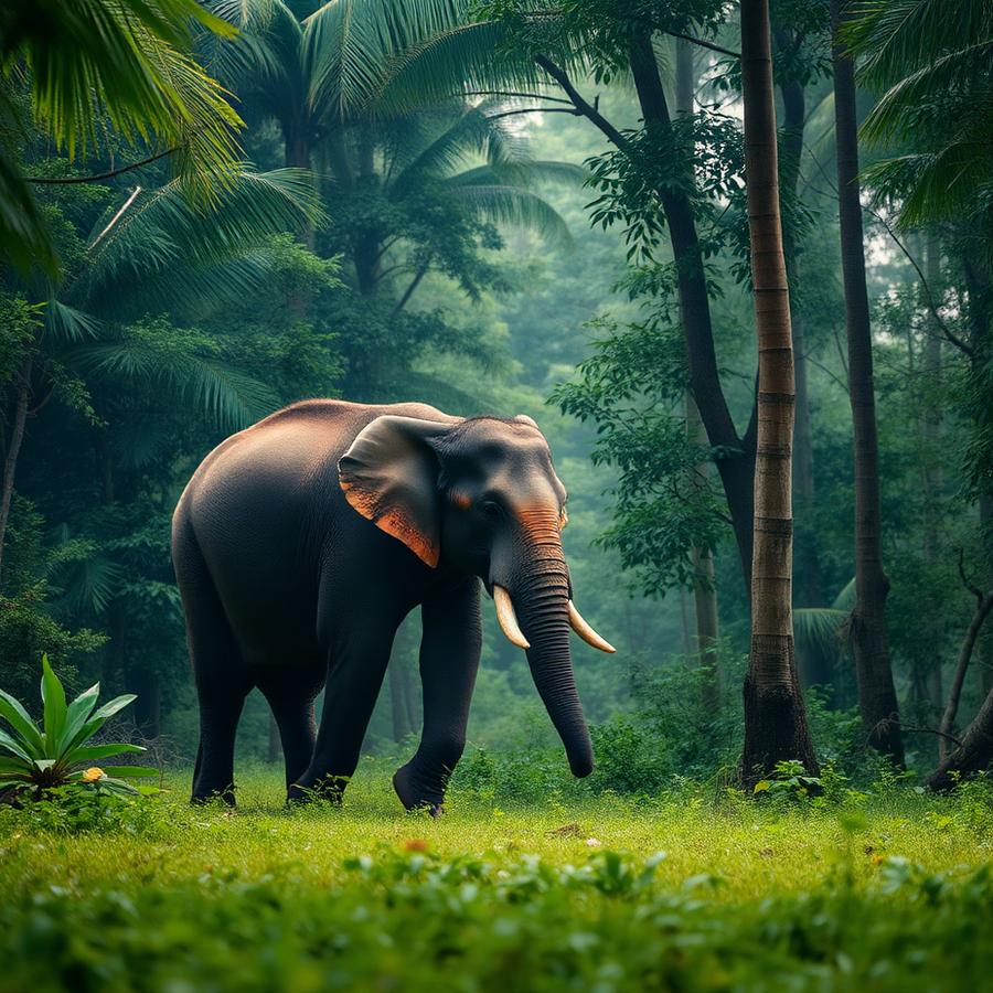 Wilder Elefant in einem Wald in Kerala