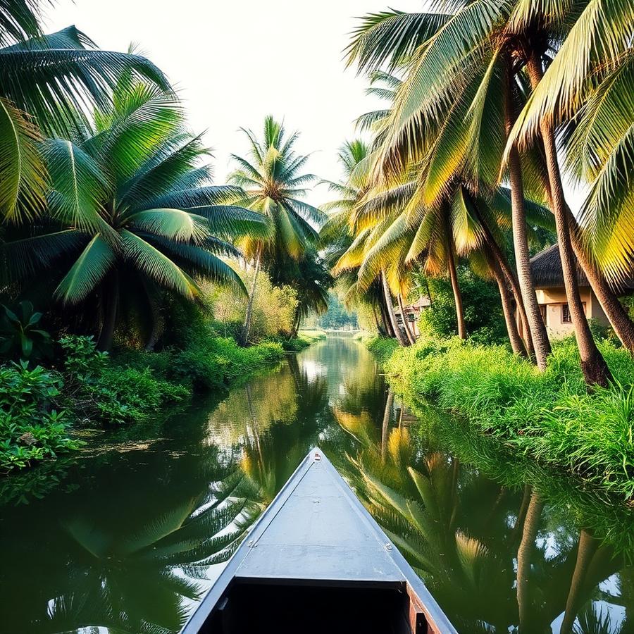 Dorfkanal in den Backwaters von Kerala