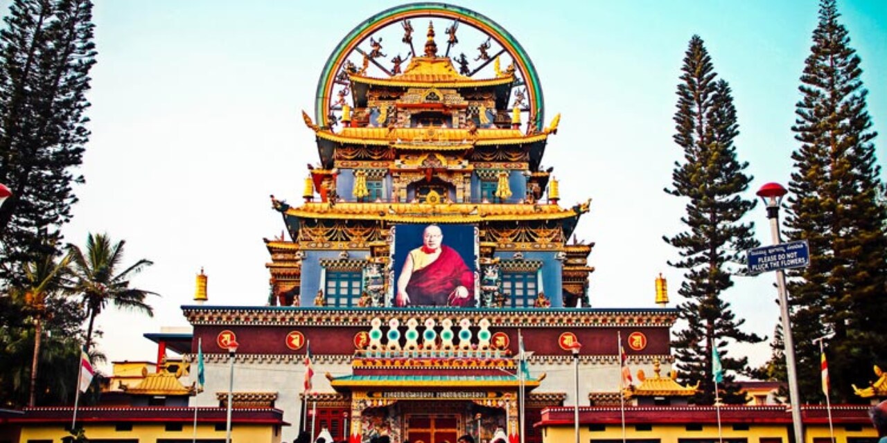 tibetan monastery golden temple coorg front view